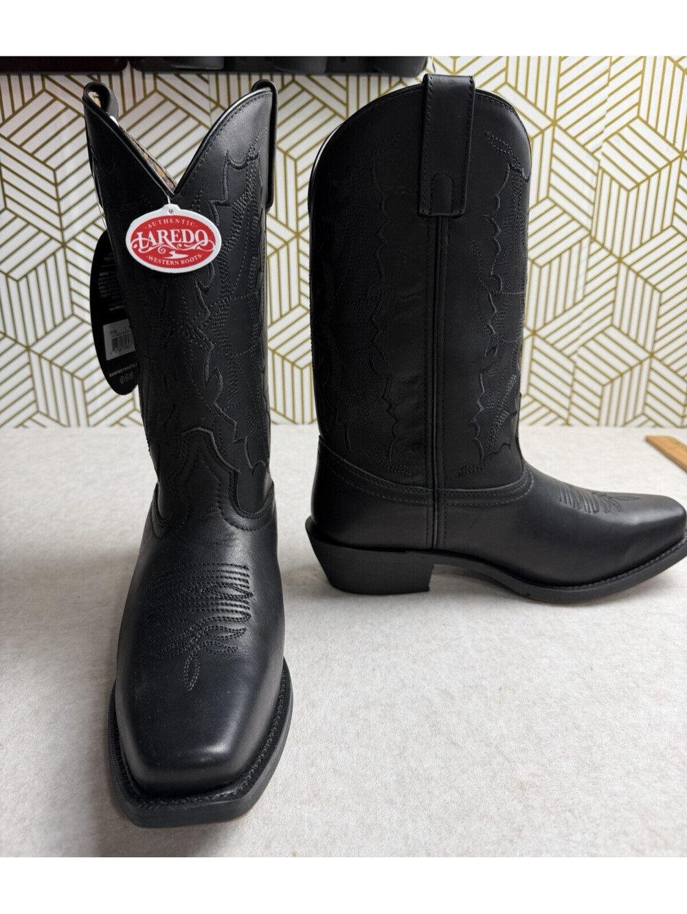 Laredo Women's Harleigh Embroidered Western Boots Black Leather Size 9M NWT